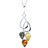 925 Sterling Silver & Baltic Amber 3 Stone Modern Pendant - M2002