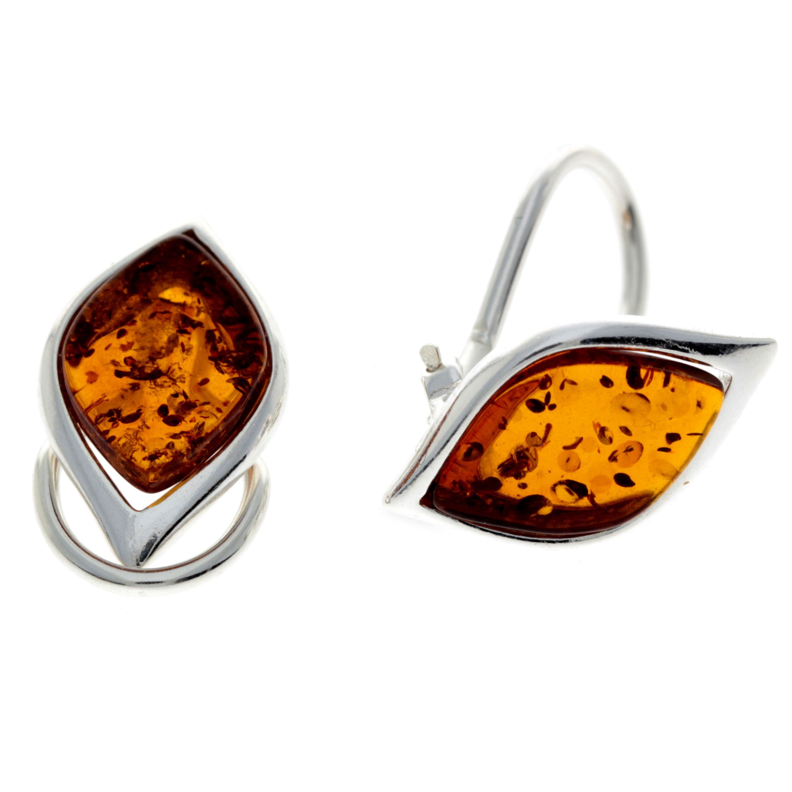 925 Sterling Silver & Baltic Amber Modern Clip On Earrings - GL187