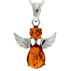 925 Sterling Silver & Baltic Amber Angel Pendant - 600