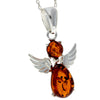925 Sterling Silver & Baltic Amber Angel Pendant - 600