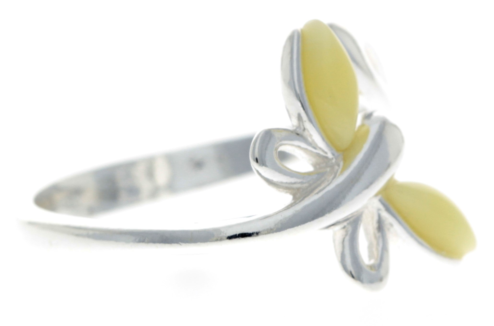 925 Sterling Silver & Baltic Amber Butterfly Adjustable Ring - GL721