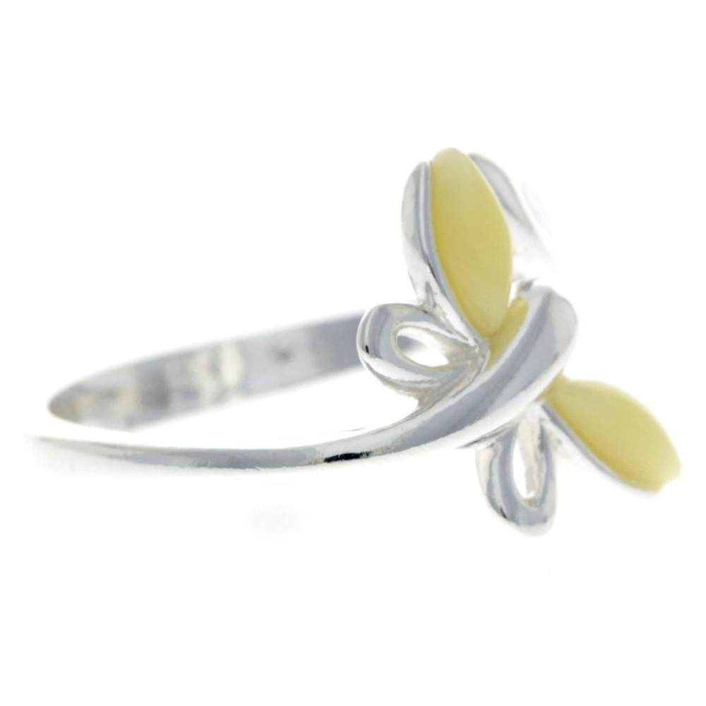 925 Sterling Silver & Baltic Amber Butterfly Adjustable Ring - GL721