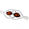 Load image into Gallery viewer, 925 Sterling Silver &amp; Baltic Amber Modern 2 Stones Brooch - M810