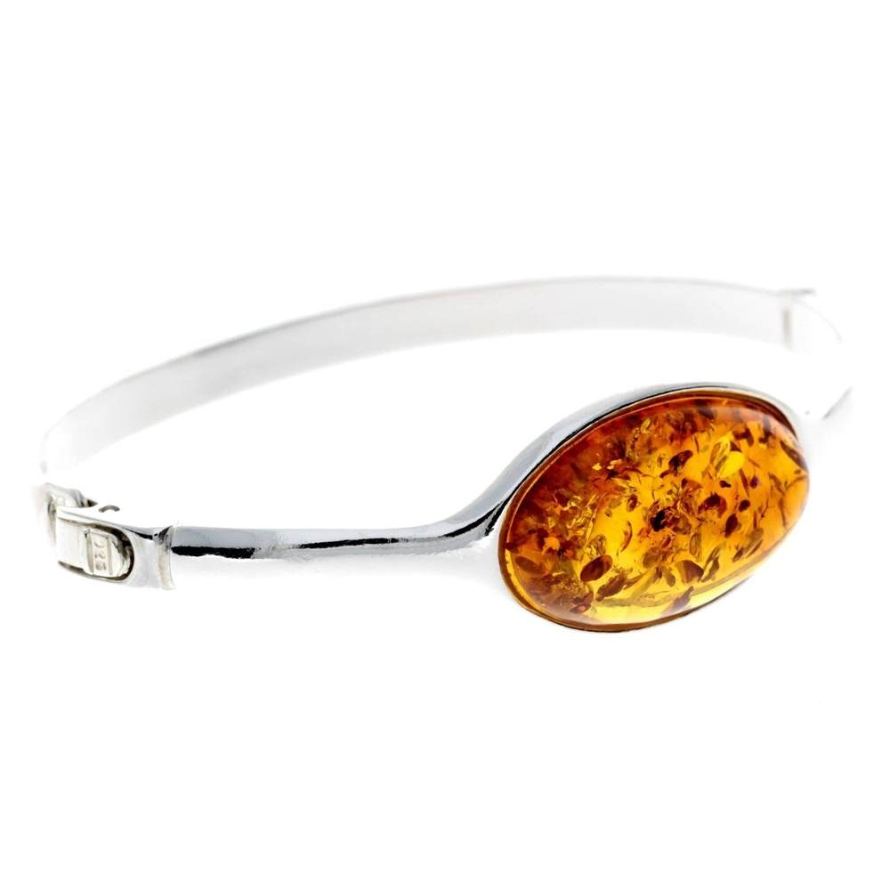 Beautiful Designer Silver Bangle with Baltic Amber - GL510