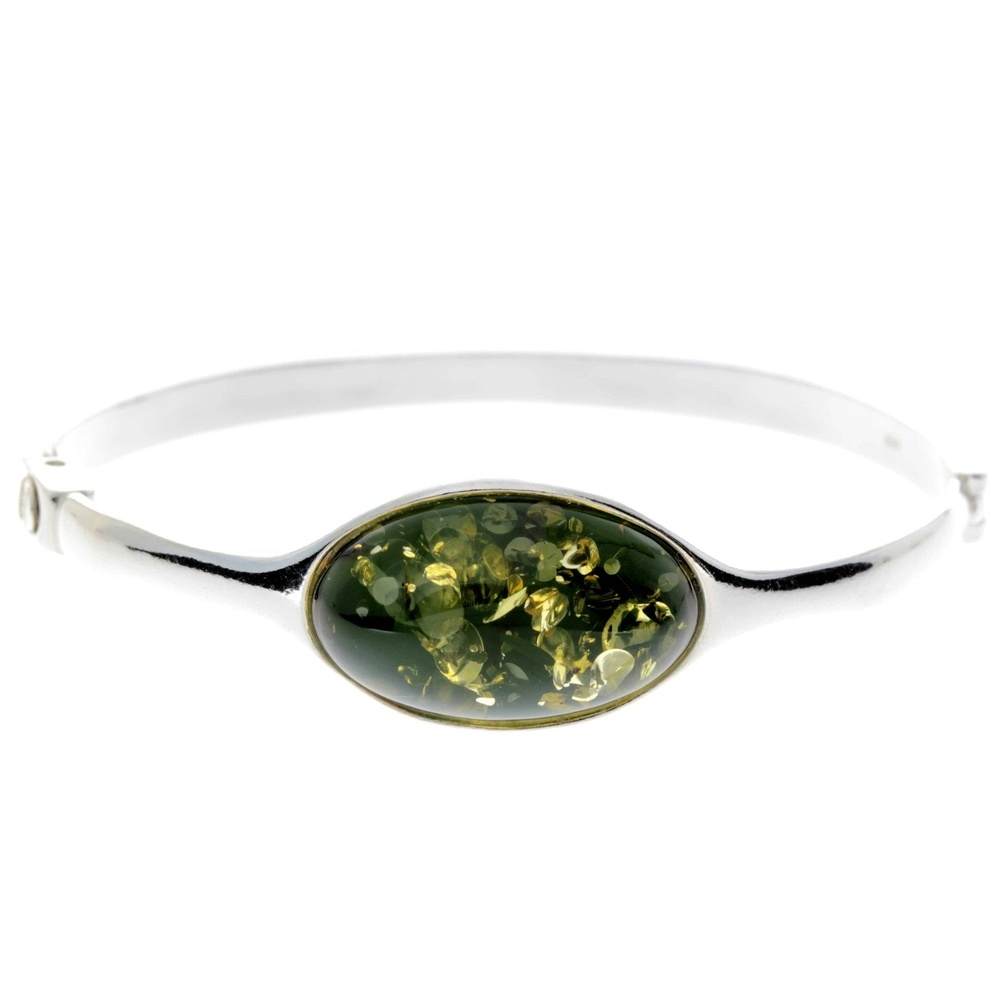 Beautiful Designer Silver Bangle with Baltic Amber - GL510