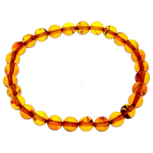 Genuine Baltic Amber Elastic Bracelet for Women - Perfect balls 7-8 mm - BT0169