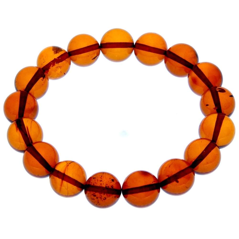 Genuine Baltic Amber Elastic Bracelet Unisex - Perfect balls 12-12 mm - BT0170