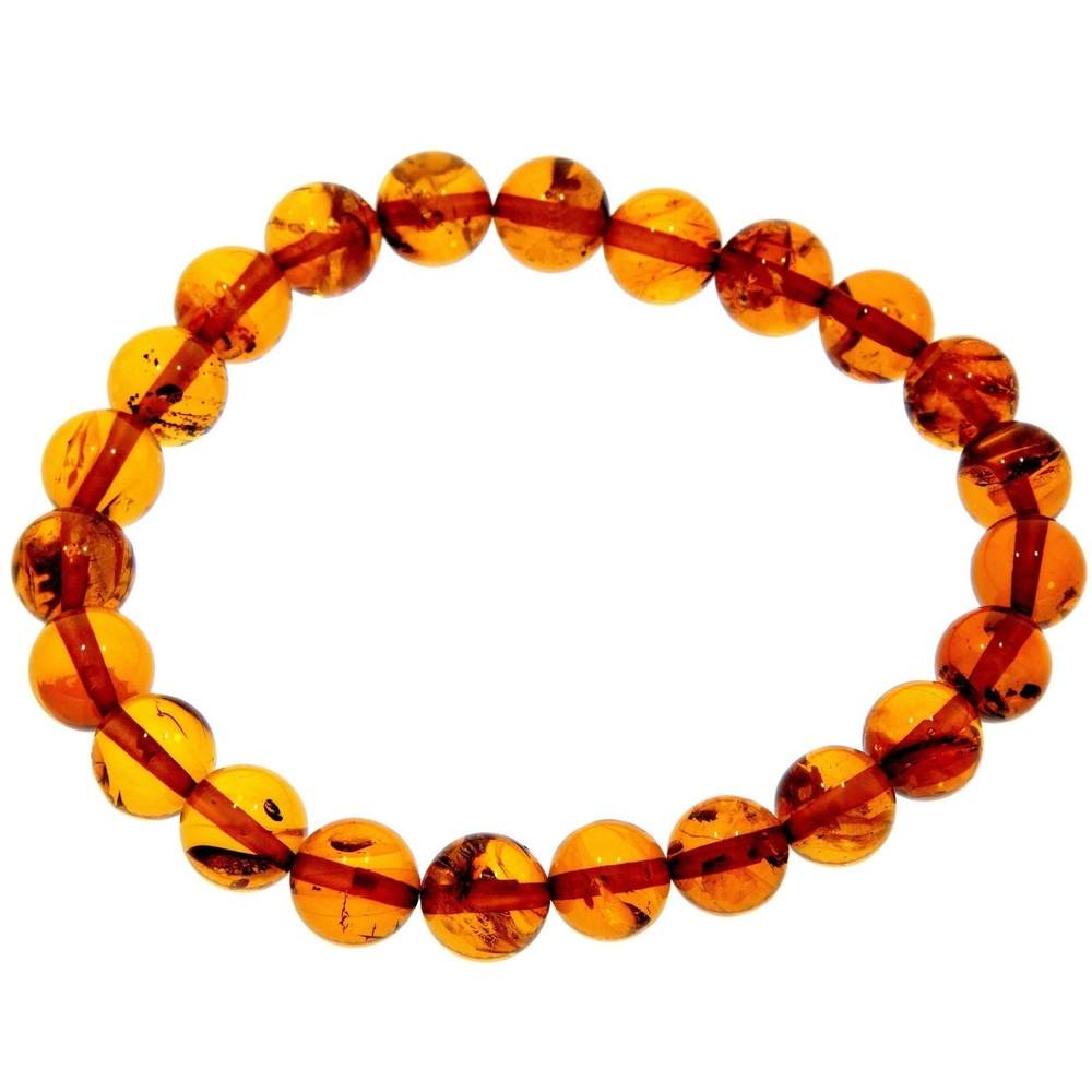 Genuine Baltic Amber Elastic Bracelet Unisex - Perfect balls from 6 to 9 mm - BT0164