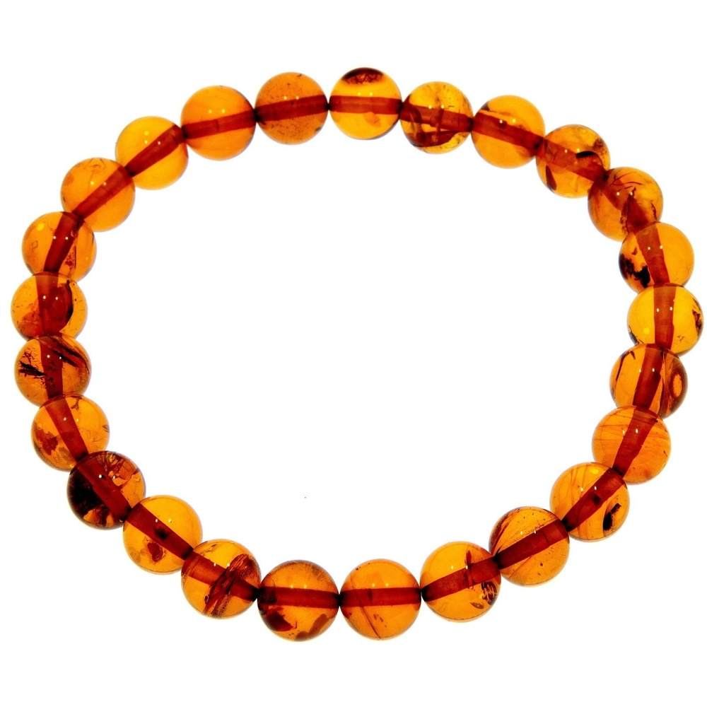 Genuine Baltic Amber Elastic Bracelet Unisex - Perfect balls from 6 to 9 mm - BT0164