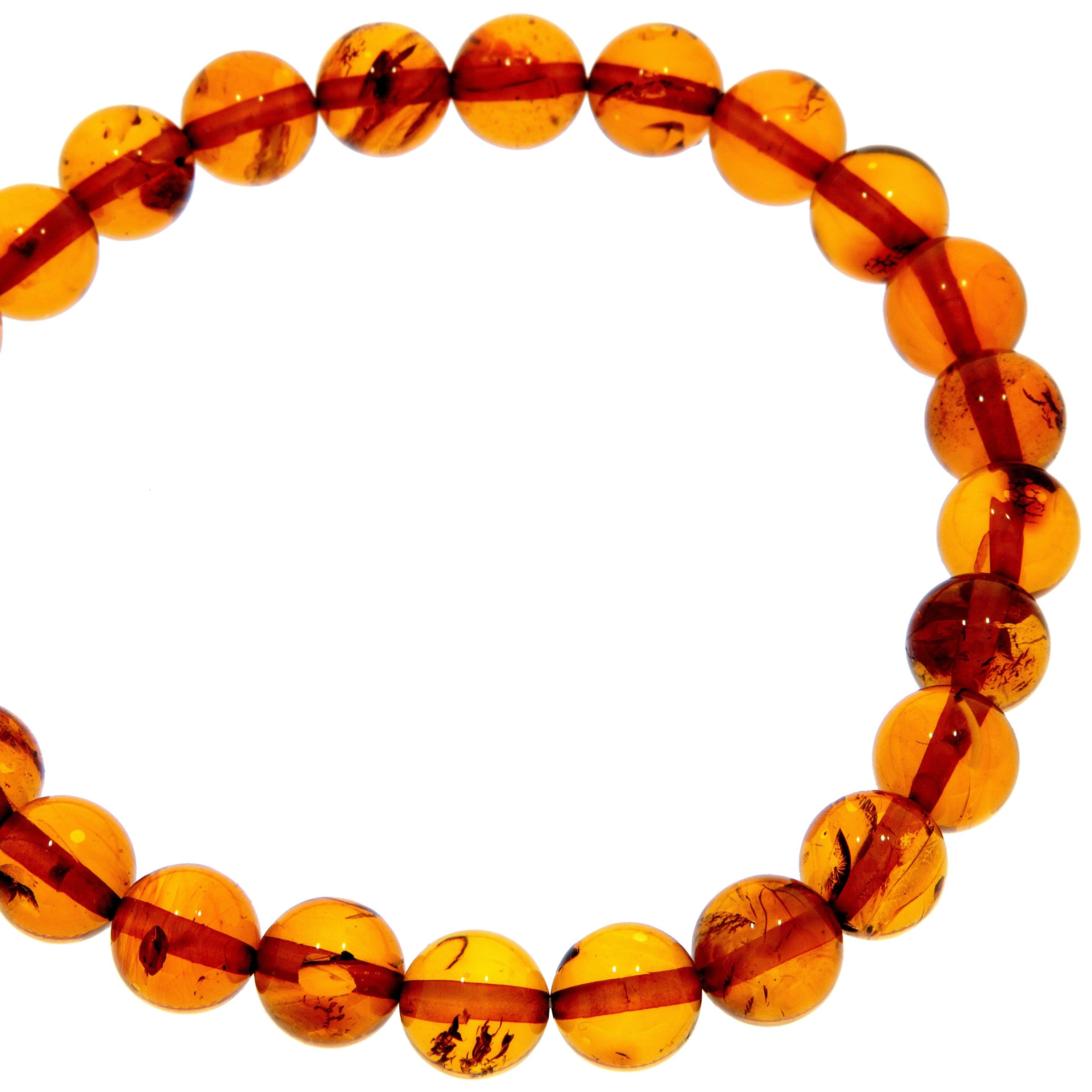 Genuine Baltic Amber Elastic Bracelet Unisex - Perfect balls from 6 to 9 mm - BT0164