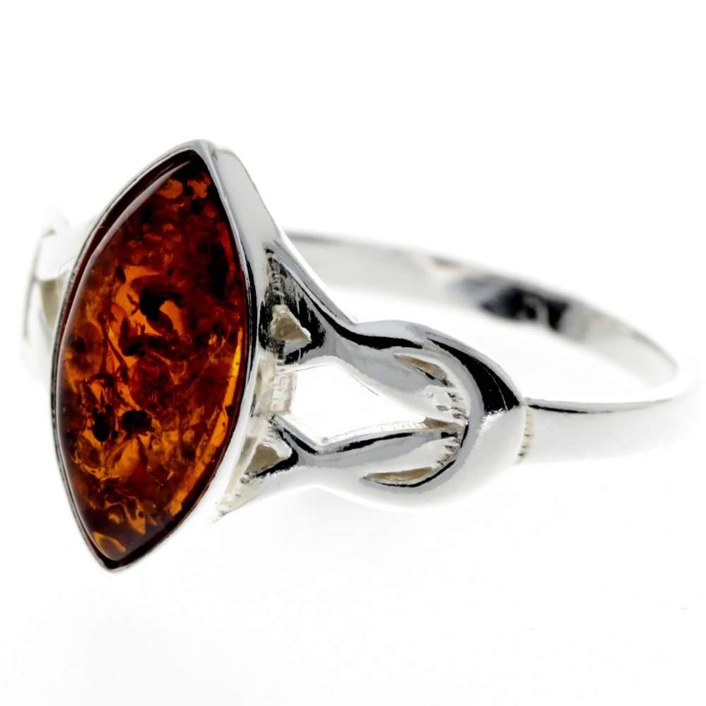 925 Sterling Silver & Baltic Amber Celtic Ring - M714