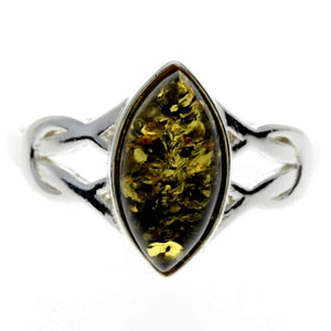 925 Sterling Silver & Baltic Amber Celtic Ring - M714