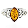 925 Sterling Silver & Genuine Baltic Amber Celtic Ring - M729