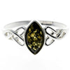 925 Sterling Silver & Genuine Baltic Amber Celtic Ring - M729