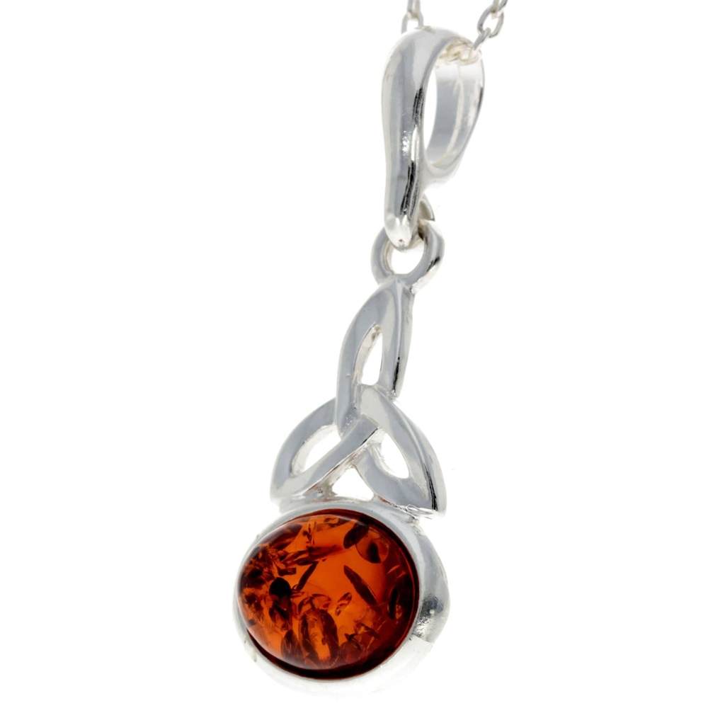 925 Sterling Silver & Baltic Amber Celtic Pendant - 1833