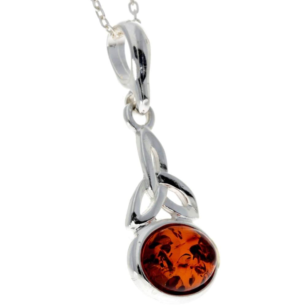 925 Sterling Silver & Baltic Amber Celtic Pendant - 1833