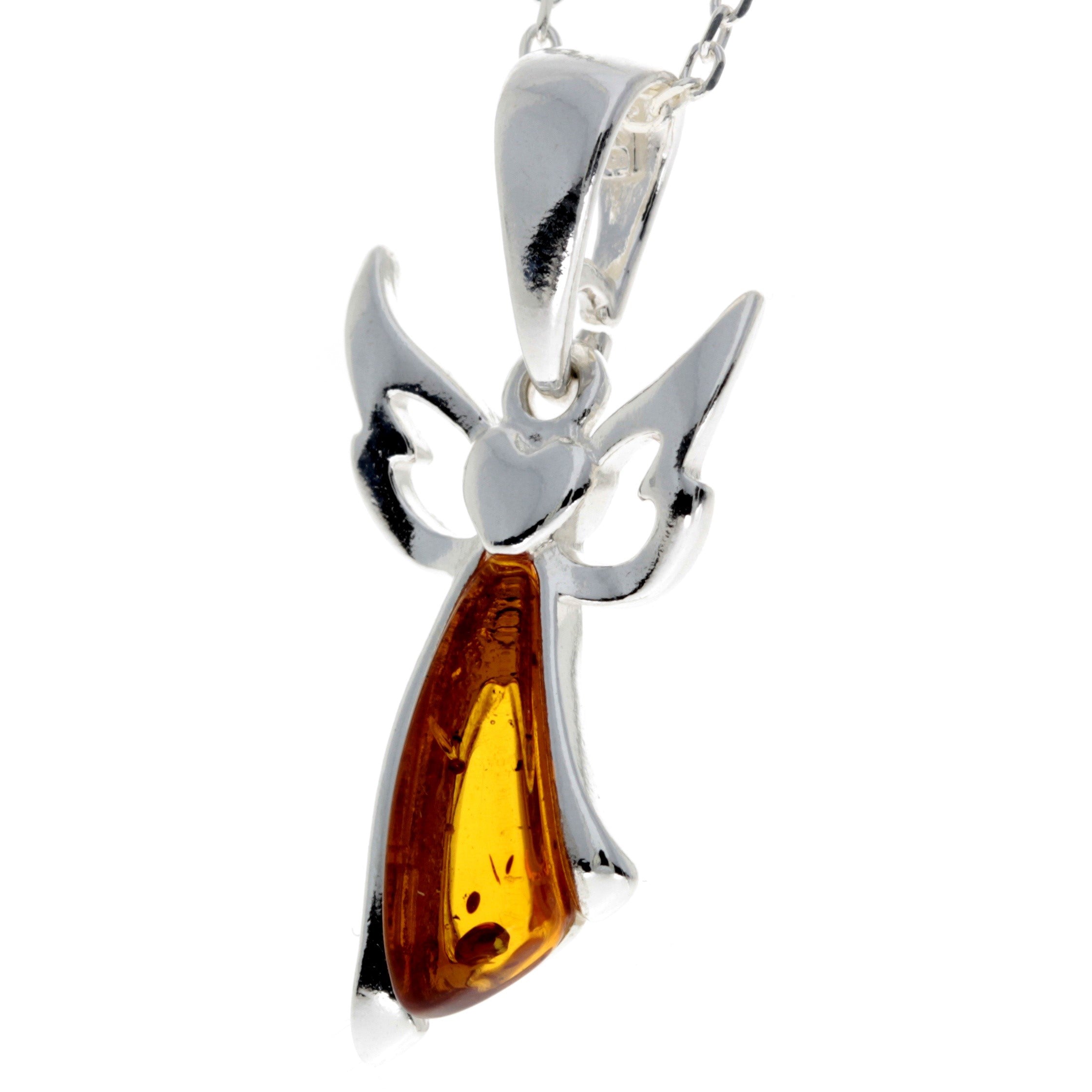 925 Sterling Silver & Baltic Amber Angel Pendant - GL2008C
