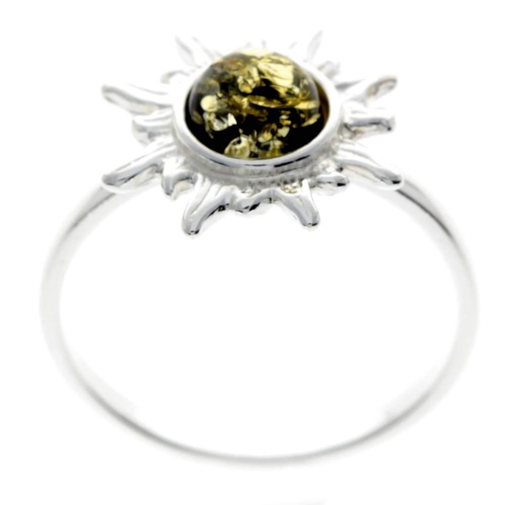 925 Sterling Silver & Baltic Amber Sun / Star Ring - M730