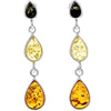 925 Sterling Silver and Genuine Baltic Amber Dangly Drop Earrings - GL150