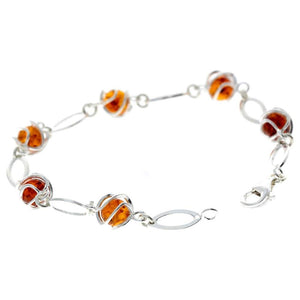 925 Sterling Silver & Baltic Amber Modern Link Bracelet - GL502