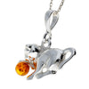 Load image into Gallery viewer, 925 Sterling Silver &amp; Baltic Amber Pussy Cat Kitten Pendant - M375