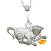 Load image into Gallery viewer, 925 Sterling Silver &amp; Baltic Amber Pussy Cat Kitten Pendant - M375