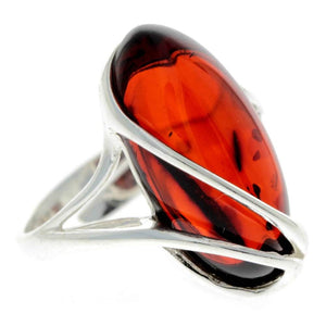 925 Sterling Silver & Genuine Baltic Amber Adjustable Ring GL423A