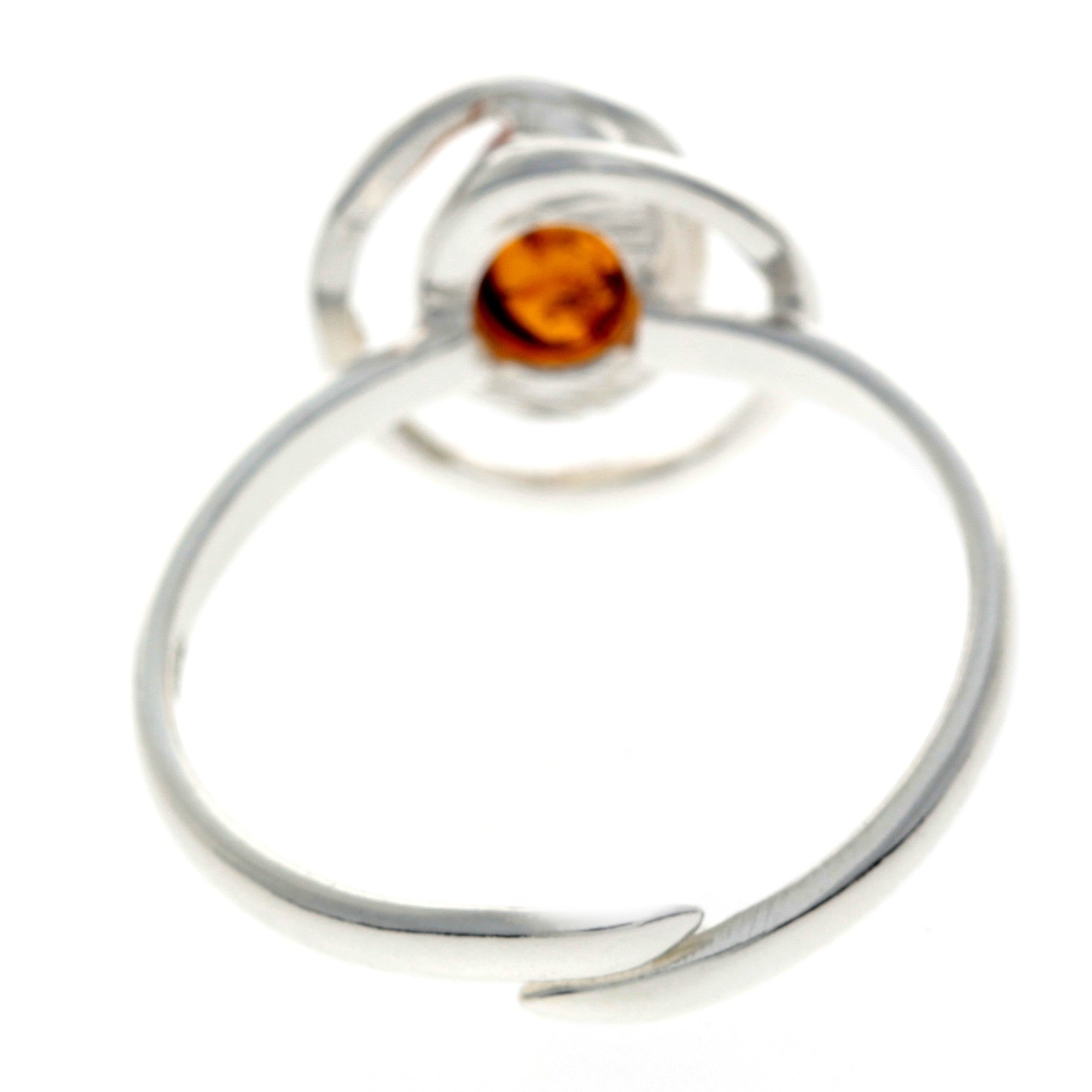 925 Sterling Silver & Baltic Amber Modern Adjustable Ring - GL489A
