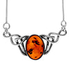Load image into Gallery viewer, 925 Sterling Silver &amp; Genuine Baltic Amber Classic Celtic Necklace on Snake Chain with extender - 6105