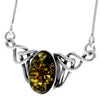 Load image into Gallery viewer, 925 Sterling Silver &amp; Genuine Baltic Amber Classic Celtic Necklace on Snake Chain with extender - 6105