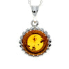 925 Sterling Silver & Baltic Amber Classic Round Pendant - GL2000