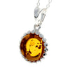 925 Sterling Silver & Baltic Amber Classic Round Pendant - GL2000