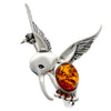 Load image into Gallery viewer, 925 Sterling Silver &amp; Baltic Amber Hummingbird Brooch - 4070