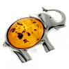 925 Sterling Silver & Baltic Amber Elephant Brooch - 4010