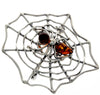 Load image into Gallery viewer, 925 Sterling Silver &amp; Baltic Amber Spider on the web Brooch - 4039