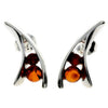925 Sterling Silver & Baltic Amber Modern Studs Earrings - GL112