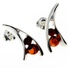 925 Sterling Silver & Baltic Amber Modern Studs Earrings - GL112
