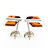 925 Sterling Silver & Baltic Amber Diamond Shape Studs Earrings - GL037