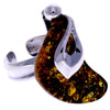 Load image into Gallery viewer, 925 Sterling Silver &amp; Genuine Green Baltic Amber Unique Ring - RG0602