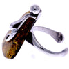 Load image into Gallery viewer, 925 Sterling Silver &amp; Genuine Green Baltic Amber Unique Ring - RG0603