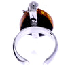 925 Sterling Silver & Genuine Green Baltic Amber Unique Ring - RG0605