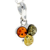 925 Sterling Silver & Baltic Amber 3 Stone Classic Pendant - 1847