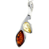 925 Sterling Silver & Baltic Amber 2 Stone Classic Pendant - GL266