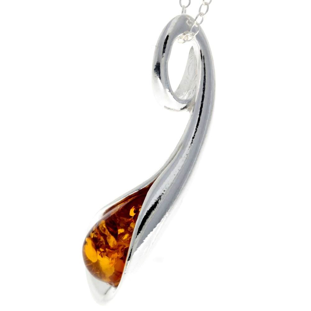 925 Sterling Silver & Baltic Amber Modern Pendant - GL2002