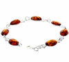 925 Sterling Silver & Genuine Baltic Amber Link Bracelet - 3233