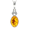 925 Sterling Silver & Baltic Amber Classic Oval Pendant - 1954