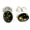 925 Sterling Silver & Baltic Amber Simple Oval Studs Earrings - 8238