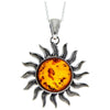 925 Sterling Silver & Baltic Amber Large Star / Sun Pendant - 1753