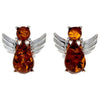 925 Sterling Silver & Baltic Amber Angel Studs Earrings - 8399