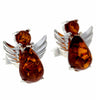 925 Sterling Silver & Baltic Amber Angel Studs Earrings - 8399